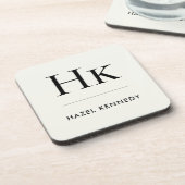 Monogram Simple Elegant Minimalist Ivory White Getränkeuntersetzer (Linke Seite)