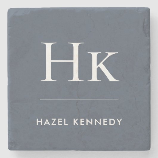 Monogram Simple Elegant Minimalist Name Navy Blue Steinuntersetzer (Vorderseite)
