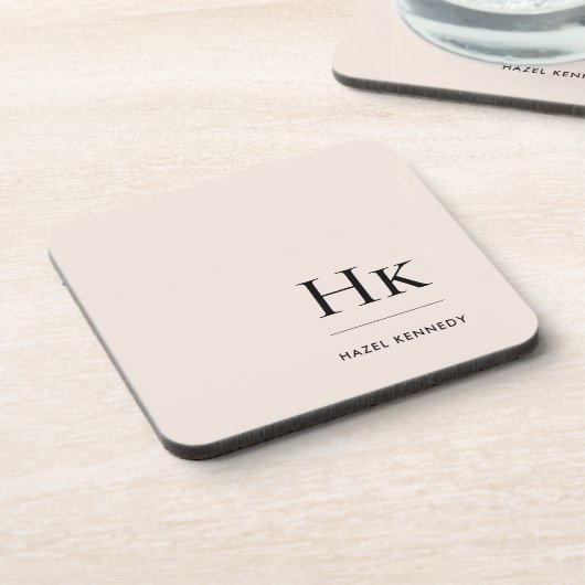 Monogram Simple Elegant Minimalistisch Blush Pink  Getränkeuntersetzer (Linke Seite)