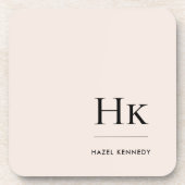 Monogram Simple Elegant Minimalistisch Blush Pink Getränkeuntersetzer (Vorderseite)