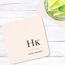 Monogram Simple Elegant Minimalistisch Blush Pink  Getränkeuntersetzer
