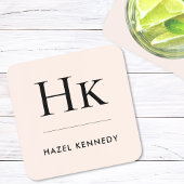 Monogram Simple Elegant Minimalistisch Blush Pink Getränkeuntersetzer