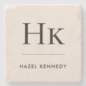 Monogram Simple Elegant Minimalistisch Mit Monogra Steinuntersetzer (Vorderseite)