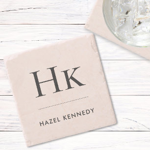 Monogram Simple Elegant Minimalistisch Mit Monogra Steinuntersetzer