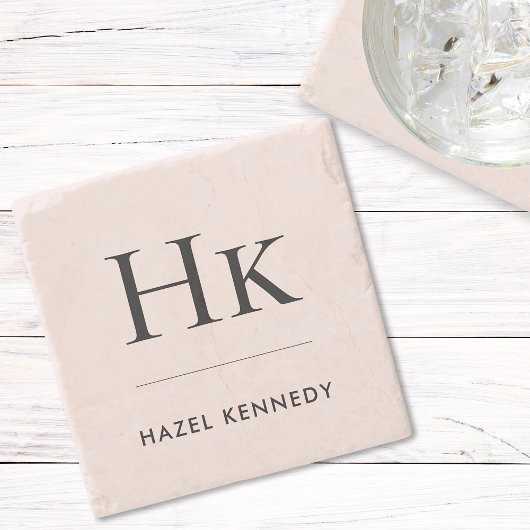 Monogram Simple Elegant Minimalistisch Mit Monogra Steinuntersetzer