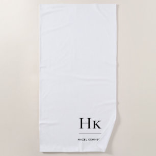 Monogram Simple Elegant Minimalistisch Mit Monogra Strandtuch