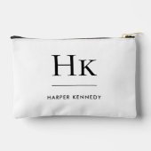 Monogram Simple Elegant Mit Monogramm White Bridal Zubehörtasche (Rückseite)
