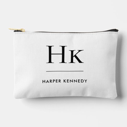 Monogram Simple Elegant Mit Monogramm White Bridal Zubehörtasche (Vorderseite)