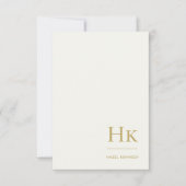 Monogram Simple Elegant Monogrammed Ivory and Gold Mitteilungskarte (Vorderseite)