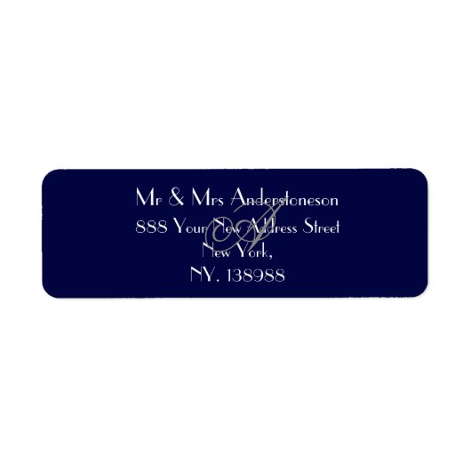 Monogram Simple Elegant Navy Blue Rücksendeadresse (Vorne)