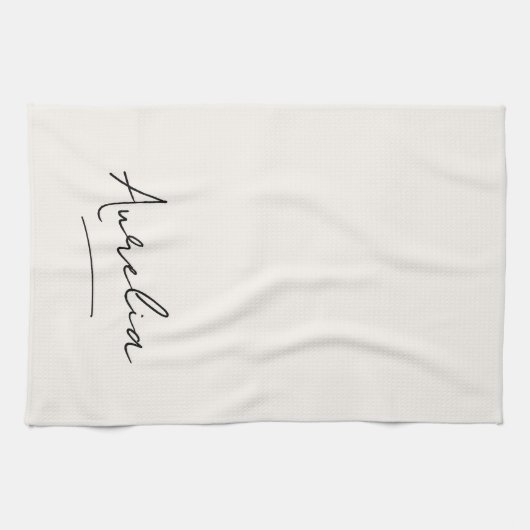 Monogram Simple Elegant Script Minimal Feminine Geschirrtuch (Horizontal)