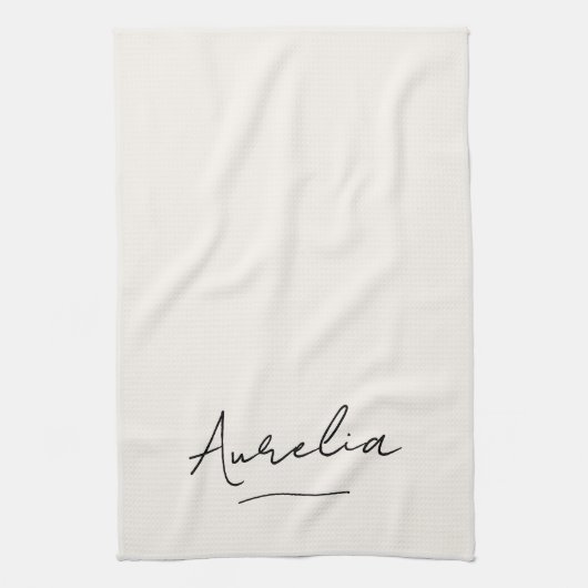 Monogram Simple Elegant Script Minimal Feminine Geschirrtuch (Vertikal)