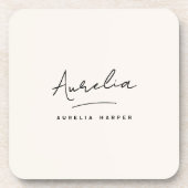 Monogram Simple Elegant Script Minimal Feminine Getränkeuntersetzer (Vorderseite)