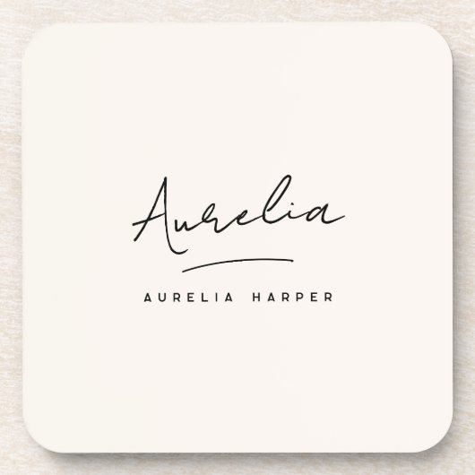 Monogram Simple Elegant Script Minimal Feminine Getränkeuntersetzer (Vorderseite)