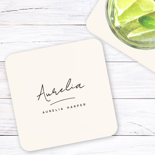 Monogram Simple Elegant Script Minimal Feminine Getränkeuntersetzer