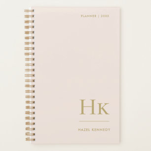 Monogram Simple Eleganush Blush Pink Gold Feminine Planer