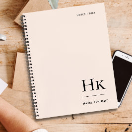 Monogram Simple Eleganush Blush Pink Personalisier Notizblock