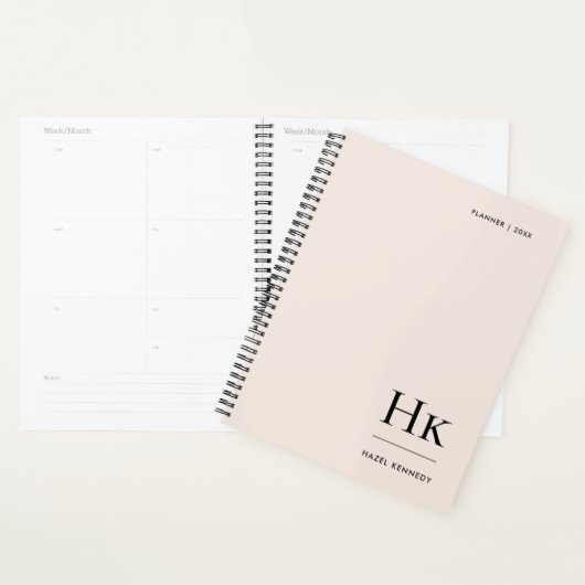 Monogram Simple Eleganush Blush Pink Personalisier Planer (Anzeige)