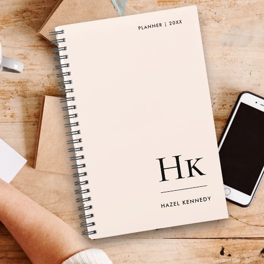 Monogram Simple Eleganush Blush Pink Personalisier Planer
