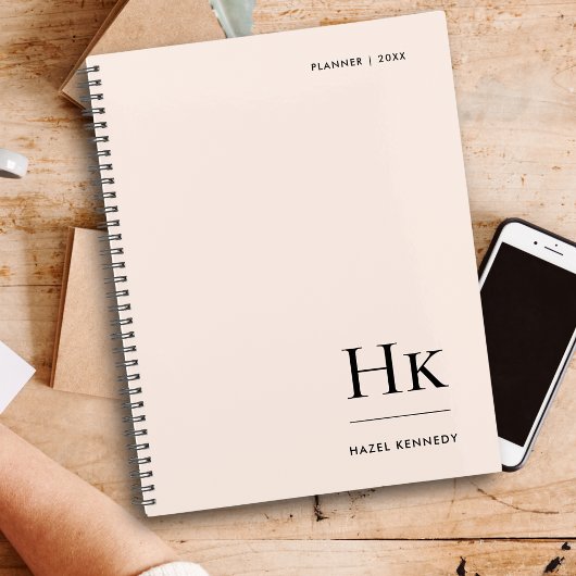 Monogram Simple Eleganush Blush Pink Personalisier Planer