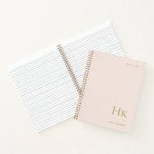 Monogram Simple Eleganush Gold Personalisiert Notizblock (Innenseite)