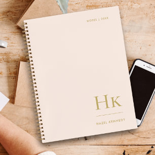Monogram Simple Eleganush Gold Personalisiert Notizblock