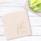 Monogram Simple Feminine Script Blush Pink Gold Steinuntersetzer
