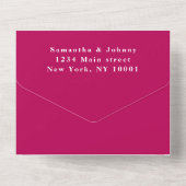 Monogram Simple Fuchsia Hot Pink Wedding All In One Einladung (Rückseite)