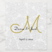 Monogram Simple Gold White Black Elegante Wedding Weinetikett (Einzelnes Label)