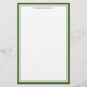 Monogram Simple Green Border Classic Personalisier Briefpapier (Vorderseite)