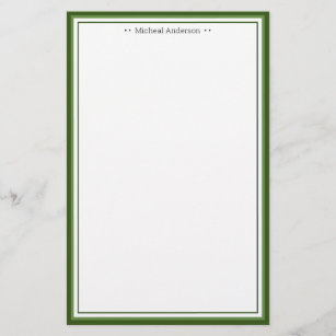 Monogram Simple Green Border Classic Personalisier Briefpapier