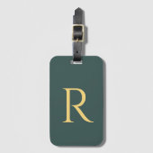 Monogram Simple Green Gold Gepäckanhänger (Vorderseite Vertikal)