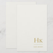 Monogram Simple Ivory Gold Monogrammed Custom Briefpapier (Vorne/Hinten)