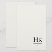 Monogram Simple Ivory Monogrammed Personalized Briefpapier (Vorne/Hinten)