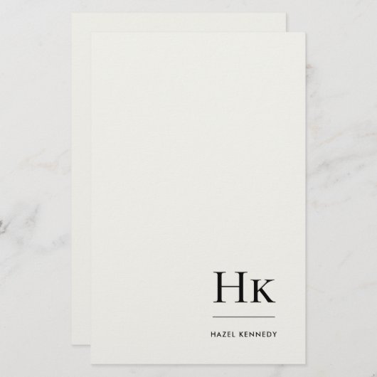 Monogram Simple Ivory Monogrammed Personalized Briefpapier (Vorne/Hinten)