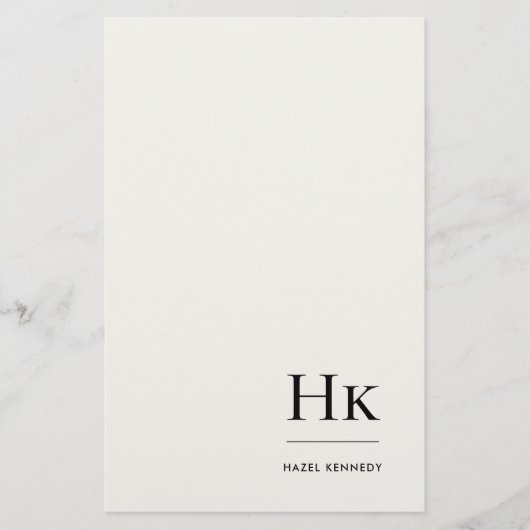 Monogram Simple Ivory Monogrammed Personalized Briefpapier (Vorderseite)