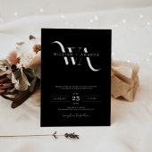 Monogram Simple Minimal Black Wedding Einladung