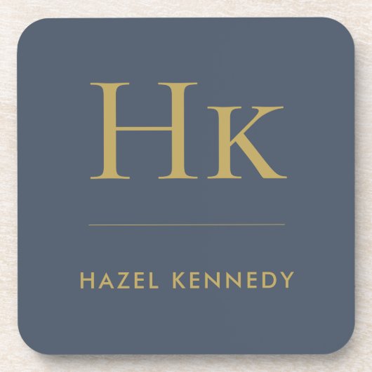 Monogram Simple Minimal Chic Mit Monogramm Navy Go Getränkeuntersetzer (Vorderseite)