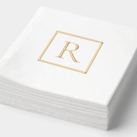 Monogram Simple Minimalistisch Gold Foil Napkins