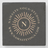 Monogram Simple Modern Black Gold Steinuntersetzer (Vorderseite)