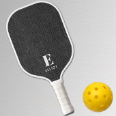 Monogram Simple Modern Black & White Denim Print Pickleball Schläger