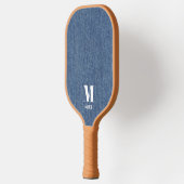 Monogram Simple Modern Blue Denim Print Pickleball Schläger (Links)