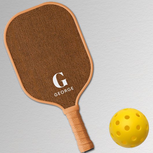Monogram Simple Modern Bronze Denim Print Pickleball Schläger