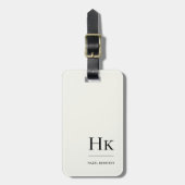 Monogram Simple Modern Elegant Ivory White Classic Gepäckanhänger (Vorderseite vertikal)