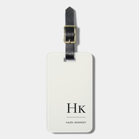 Monogram Simple Modern Elegant Ivory White Classic Gepäckanhänger (Vorderseite vertikal)