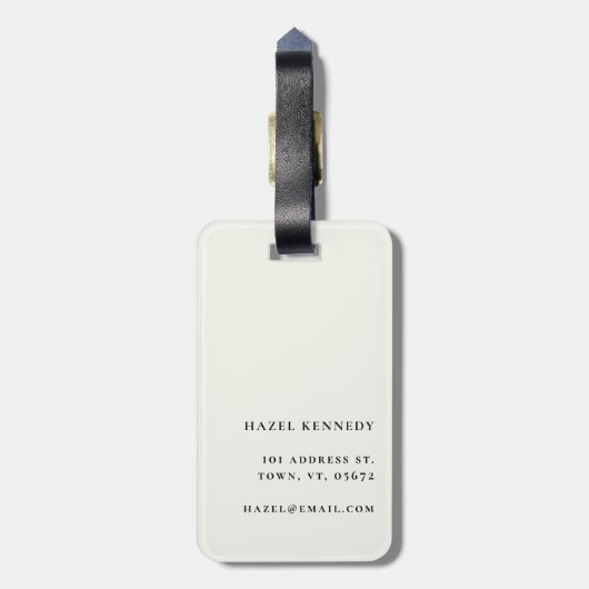 Monogram Simple Modern Elegant Ivory White Classic Gepäckanhänger (Rückseite vertikal)