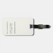 Monogram Simple Modern Elegant Ivory White Classic Gepäckanhänger (Rückseite horizontal)