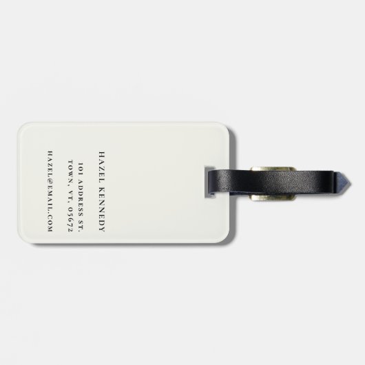 Monogram Simple Modern Elegant Ivory White Classic Gepäckanhänger (Rückseite horizontal)