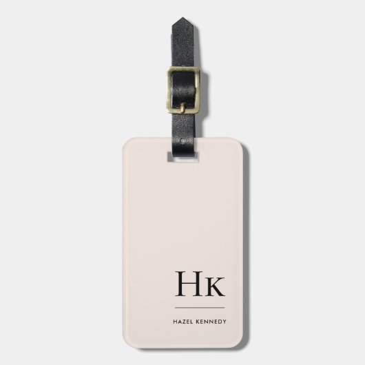 Monogram Simple Modern Eleganush Blush Pink Classi Gepäckanhänger (Vorderseite vertikal)