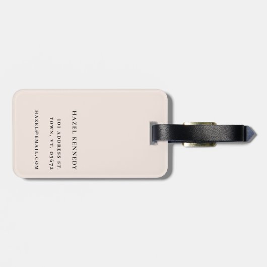 Monogram Simple Modern Eleganush Blush Pink Classi Gepäckanhänger (Rückseite horizontal)
